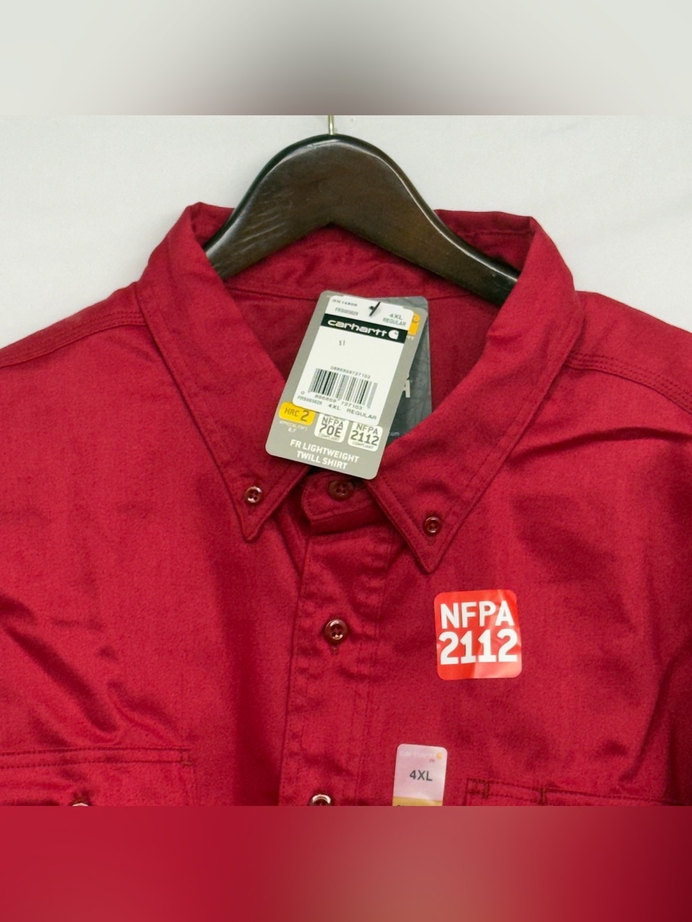Carhartt FR flame resistant Twill Lightweight 4XL Long Sleeve Work Shirt red NWT
